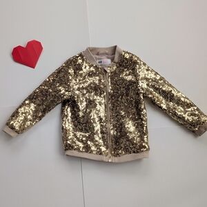 H&M Gold Sequin Bomber Jacket